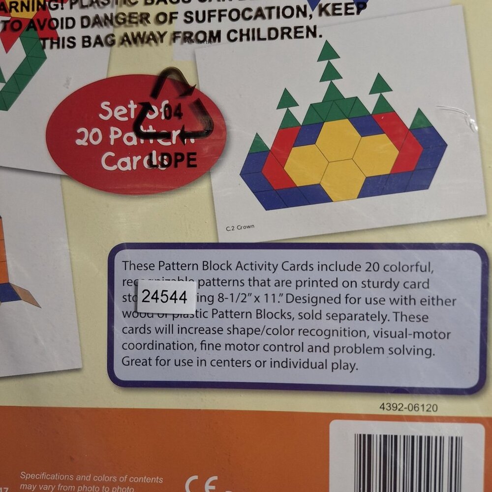 Pattern Block Activity Set Pre-K-Grade 3 20 Cards Shapes Learning Advantage - Picture 7 of 7